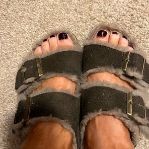 Birkenstock, Arizona, Suede, Shearling, Brown, Size 6.5, 37, Used, Worn